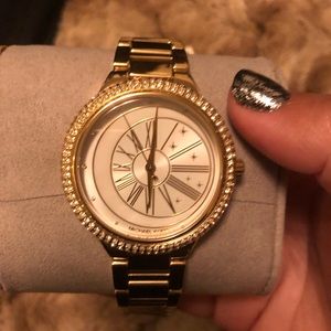 Michael Kors Sun Moon Gold color watch with crystals